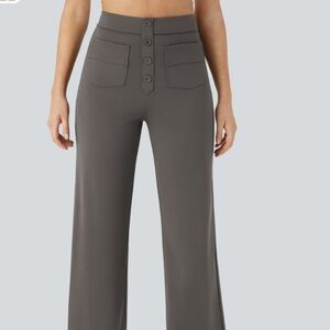 Halara deep red gray work pants